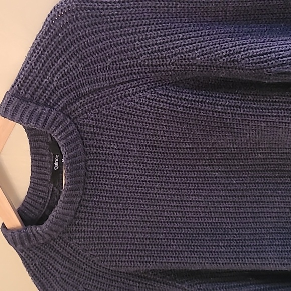 Quince 100% Organic Cotton Fisherman Crewneck Sweater Dark Grey Charcoal Ribbed - Picture 6 of 17